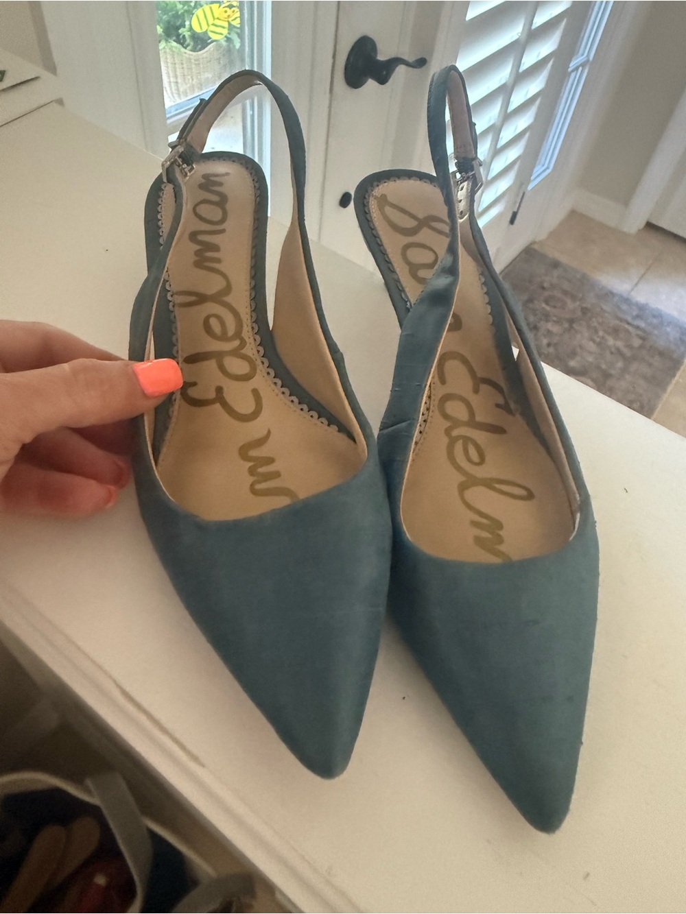 Sam Edelman blue Pointed Slingback kitten heel